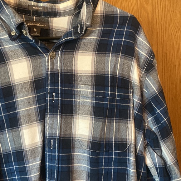 Eddie Bauer Blue Plaid Button Down - Picture 4 of 4